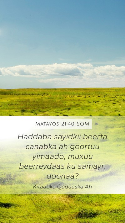 Matayos 21:40 SOM Bible Verse Image