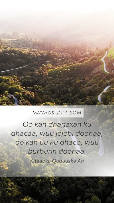 Matayos 21:44 SOM Bible Verse Image