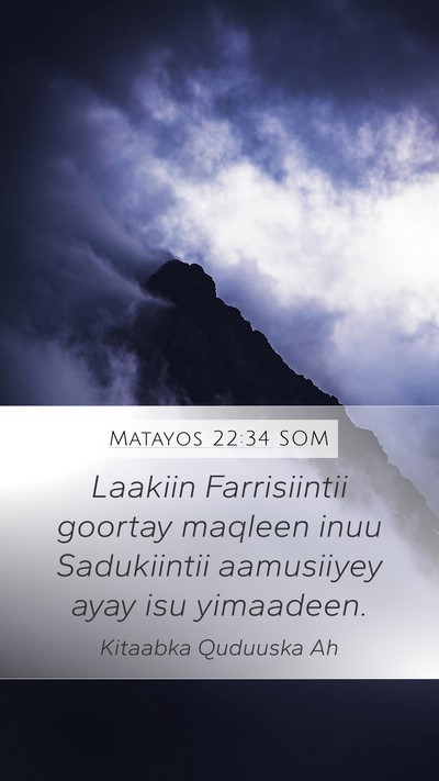 Matayos 22:34 SOM Bible Verse Image