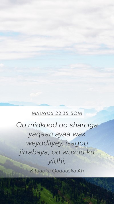 Matayos 22:35 SOM Bible Verse Image
