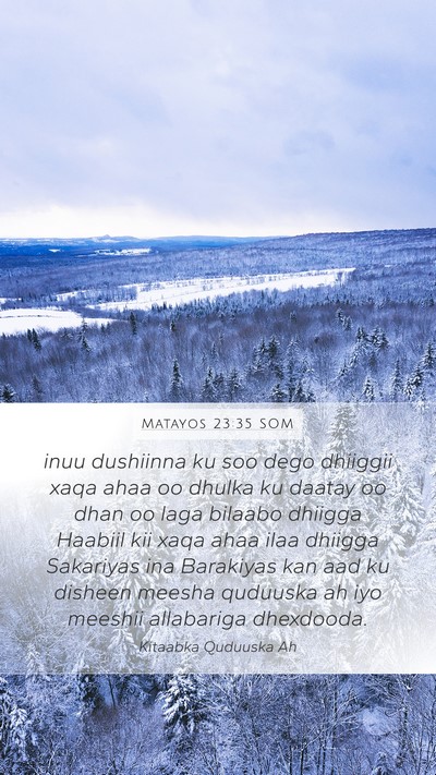 Matayos 23:35 SOM Bible Verse Image