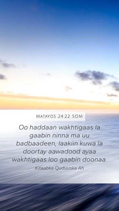 Matayos 24:22 SOM Bible Verse Image