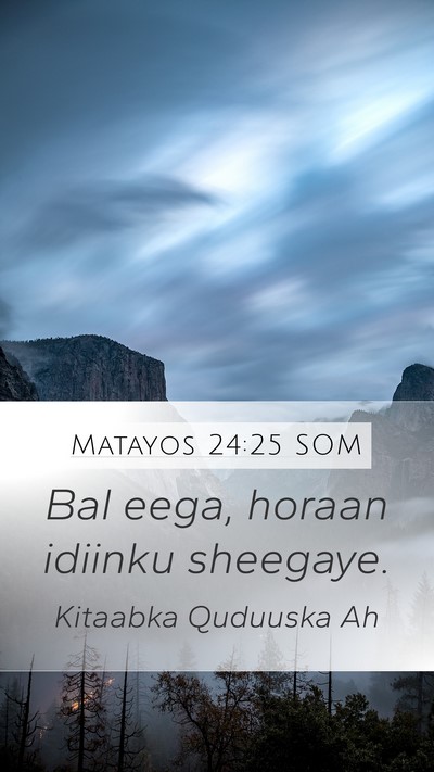 Matayos 24:25 SOM Bible Verse Image