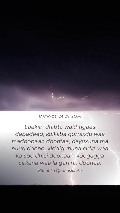 Matayos 24:29 SOM Bible Verse Image