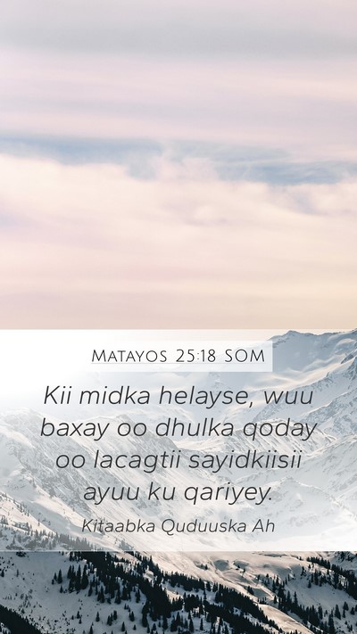 Matayos 25:18 SOM Mobile Phone Wallpaper - Kii midka helayse, wuu baxay oo dhulka qoday oo - Mobile Bible Verse Wallpaper