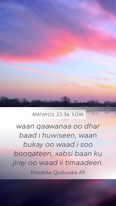 Matayos 25:36 SOM Bible Verse Image