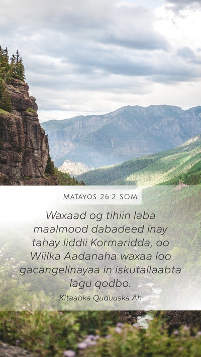 Matayos 26:2 SOM Bible Verse Image
