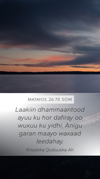 Matayos 26:70 SOM Bible Verse Image