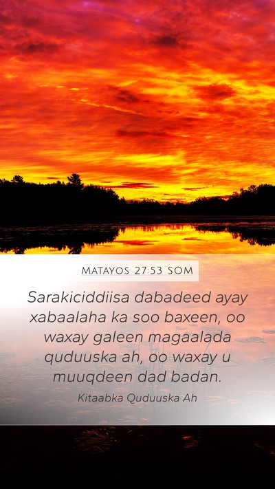 Matayos 27:53 SOM Bible Verse Image