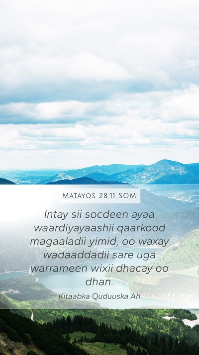 Matayos 28:11 SOM Bible Verse Image