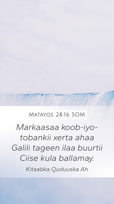 Matayos 28:16 SOM Bible Verse Image