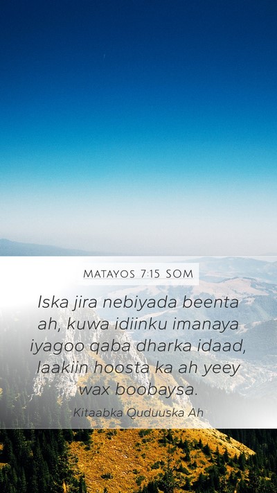 Matayos 7:15 SOM Bible Verse Image