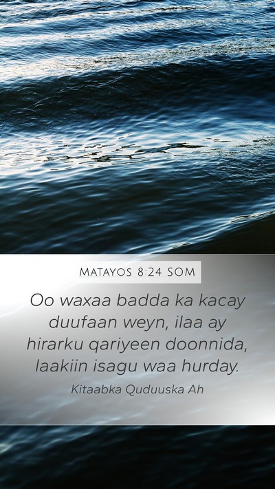 Matayos 8:24 SOM Bible Verse Image