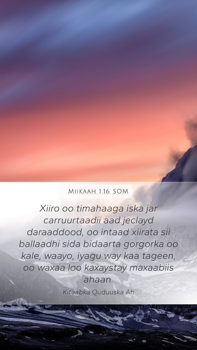 Miikaah 1:16 SOM Mobile Phone Wallpaper - Xiiro oo timahaaga iska jar carruurtaadii aad - Mobile Bible Verse Wallpaper