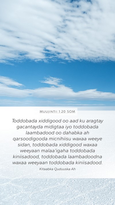 Muujintii 1:20 SOM Bible Verse Image