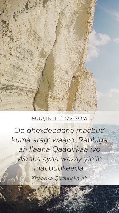 Muujintii 21:22 SOM Bible Verse Image