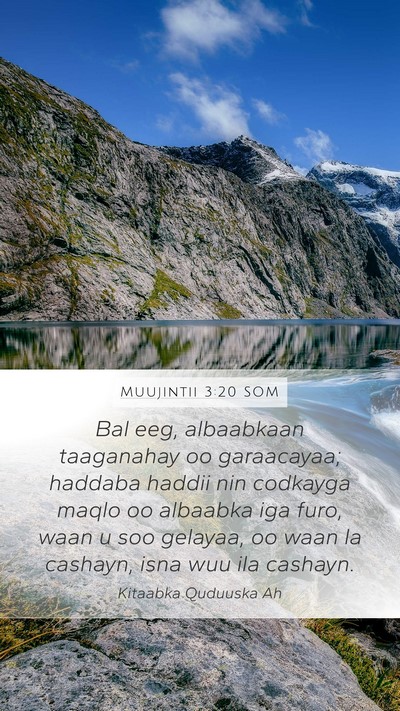 Muujintii 3:20 SOM Bible Verse Image