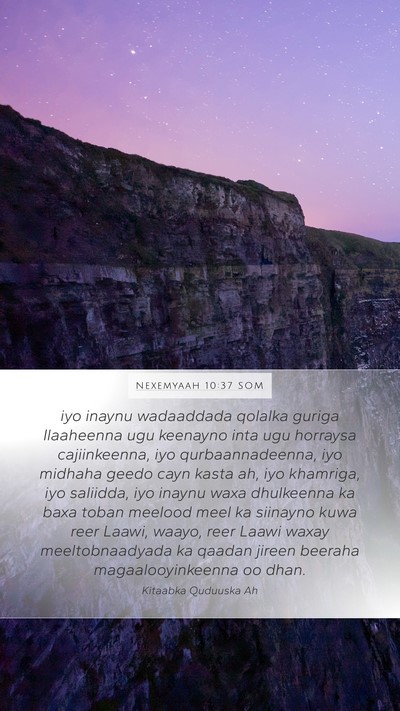 Nexemyaah 10:37 SOM Bible Verse Image