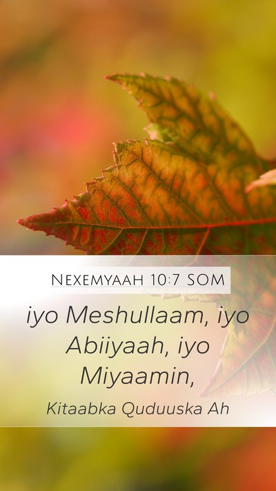 Nexemyaah 10:7 SOM Bible Verse Image