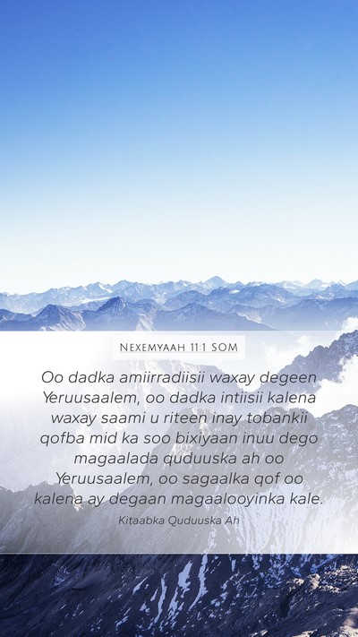 Nexemyaah 11:1 SOM Bible Verse Image