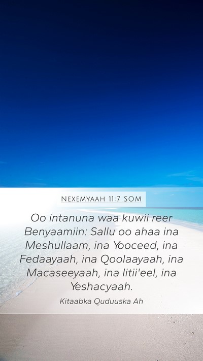 Nexemyaah 11:7 SOM Bible Verse Image