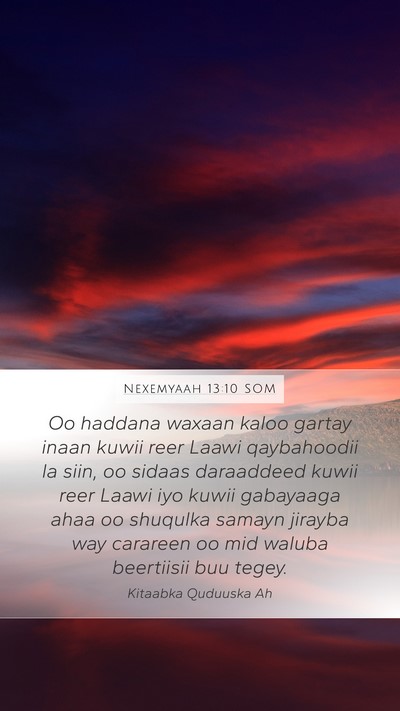 Nexemyaah 13:10 SOM Bible Verse Image