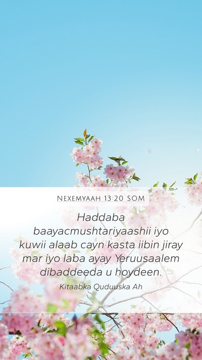 Nexemyaah 13:20 SOM Mobile Phone Wallpaper - Haddaba baayacmushtariyaashii iyo kuwii alaab - Mobile Bible Verse Wallpaper