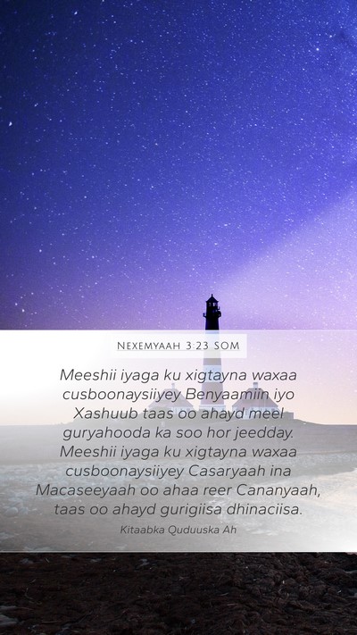 Nexemyaah 3:23 SOM Bible Verse Image