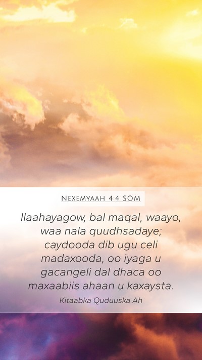 Nexemyaah 4:4 SOM Bible Verse Image