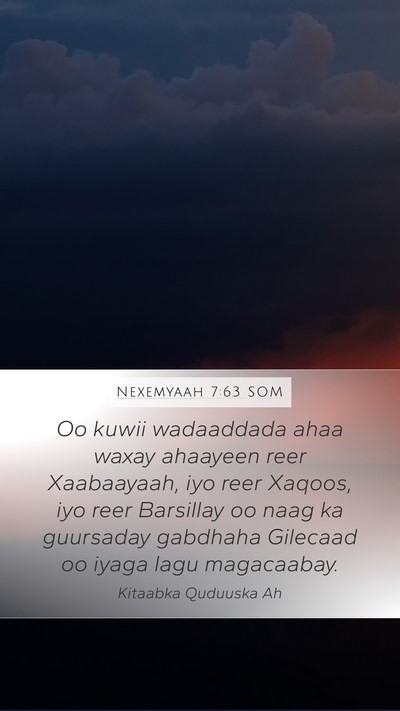 Nexemyaah 7:63 SOM Bible Verse Image