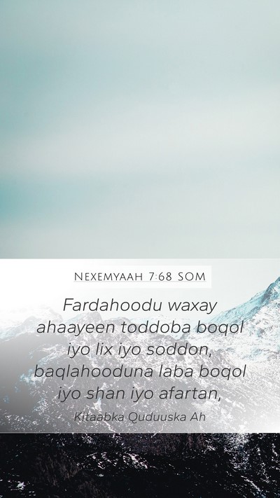 Nexemyaah 7:68 SOM Mobile Phone Wallpaper - Fardahoodu waxay ahaayeen toddoba boqol iyo lix - Mobile Bible Verse Wallpaper