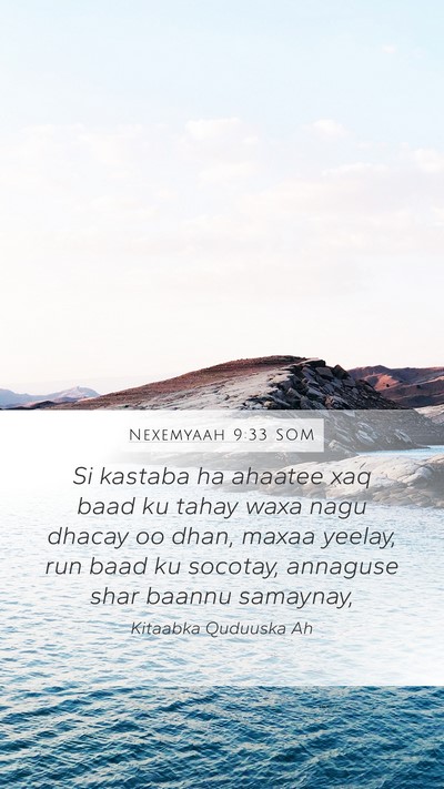 Nexemyaah 9:33 SOM Bible Verse Image