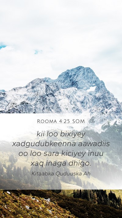 Rooma 4:25 SOM Bible Verse Image