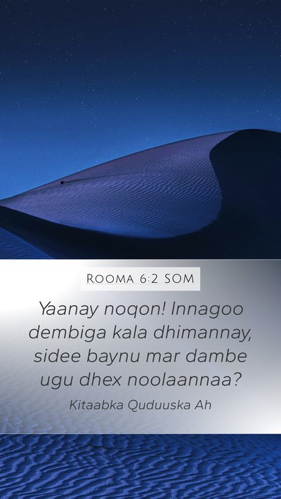 Rooma 6:2 SOM Mobile Phone Wallpaper - Yaanay noqon! Innagoo dembiga kala dhimannay, - Mobile Bible Verse Wallpaper