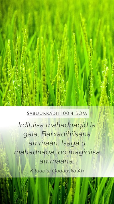 Sabuurradii 100:4 SOM Bible Verse Image