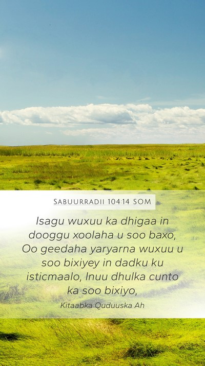 Sabuurradii 104:14 SOM Bible Verse Image