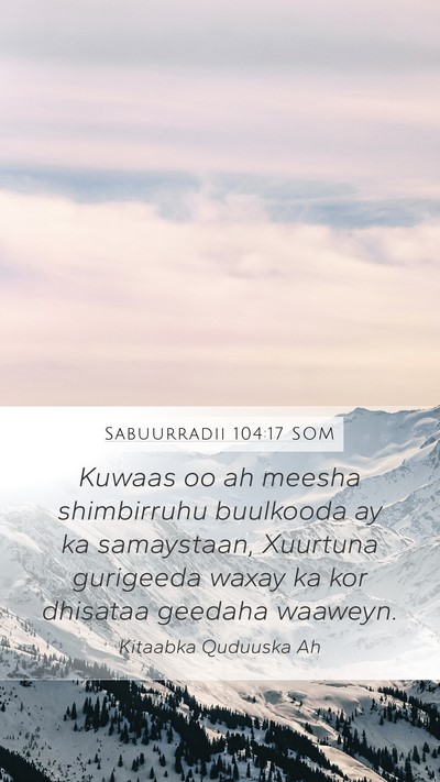 Sabuurradii 104:17 SOM Bible Verse Image