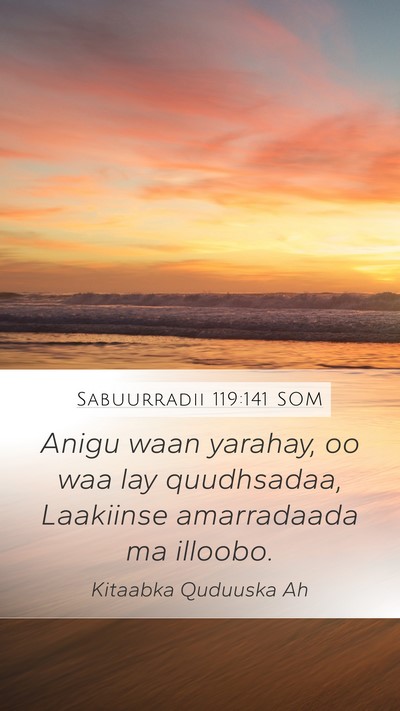Sabuurradii 119:141 SOM Bible Verse Image