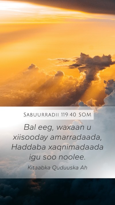 Sabuurradii 119:40 SOM Bible Verse Image