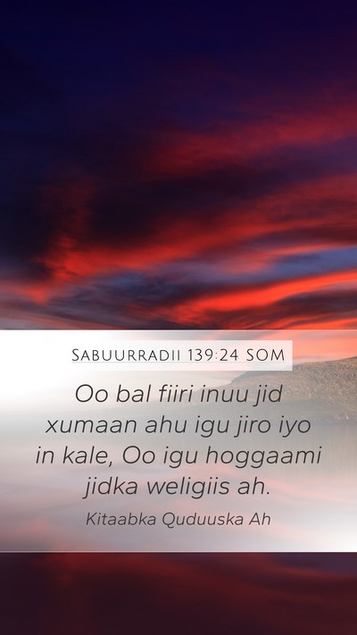 Sabuurradii 139:24 SOM Mobile Phone Wallpaper - Oo bal fiiri inuu jid xumaan ahu igu jiro iyo in - Mobile Bible Verse Wallpaper