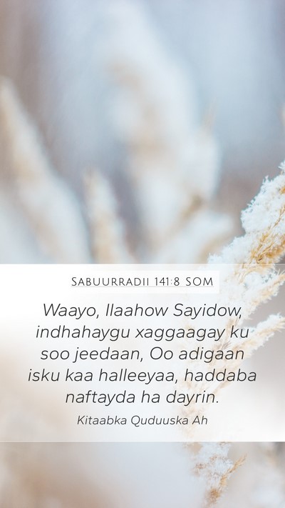 Sabuurradii 141:8 SOM Mobile Phone Wallpaper - Waayo, Ilaahow Sayidow, indhahaygu xaggaagay ku - Mobile Bible Verse Wallpaper