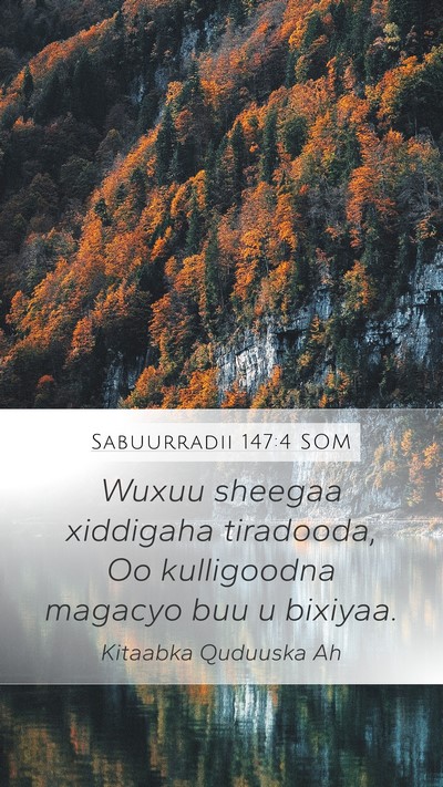 Sabuurradii 147:4 SOM Bible Verse Image
