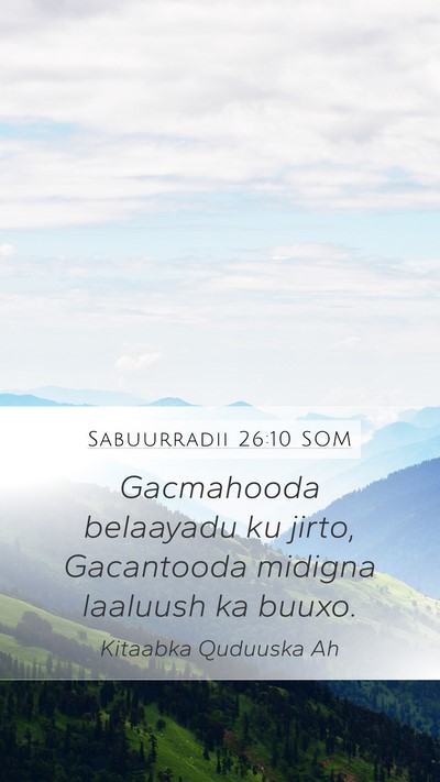 Sabuurradii 26:10 SOM Mobile Phone Wallpaper - Gacmahooda belaayadu ku jirto, Gacantooda midigna - Mobile Bible Verse Wallpaper