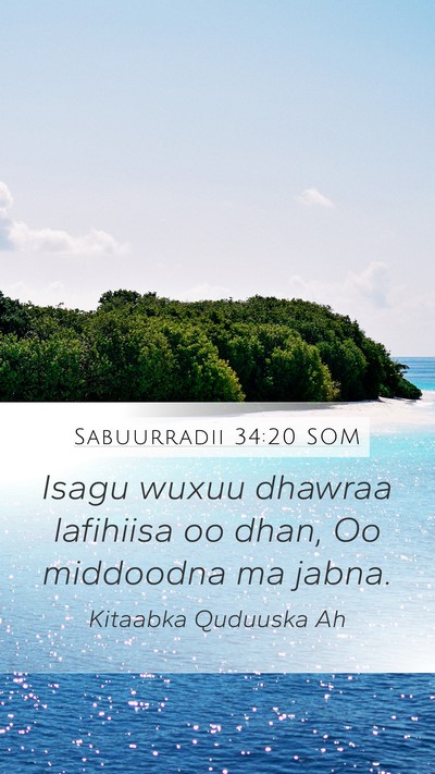 Sabuurradii 34:20 SOM Bible Verse Image