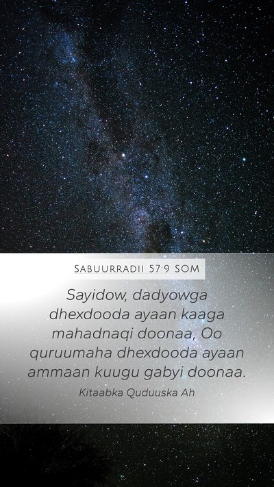 Sabuurradii 57:9 SOM Mobile Phone Wallpaper - Sayidow, dadyowga dhexdooda ayaan kaaga mahadnaqi - Mobile Bible Verse Wallpaper