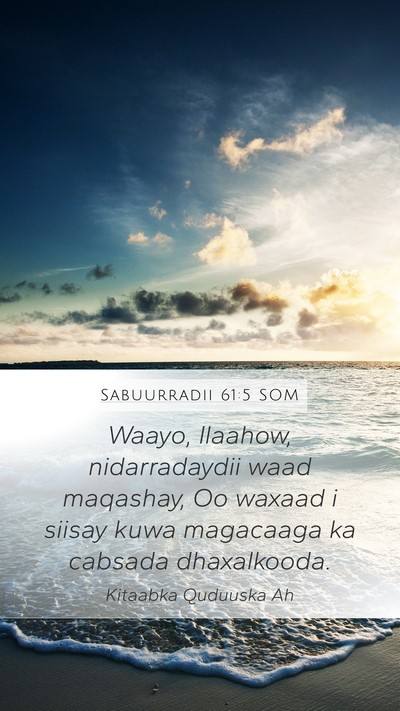 Sabuurradii 61:5 SOM Mobile Phone Wallpaper - Waayo, Ilaahow, nidarradaydii waad maqashay, Oo - Mobile Bible Verse Wallpaper