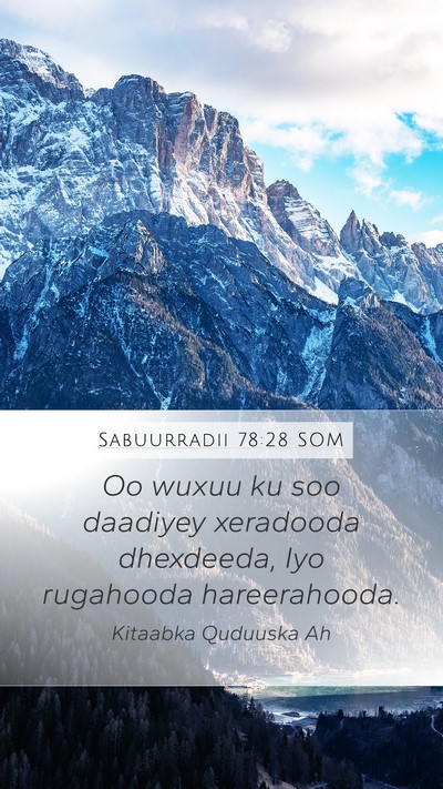 Sabuurradii 78:28 SOM Mobile Phone Wallpaper - Oo wuxuu ku soo daadiyey xeradooda dhexdeeda, Iyo - Mobile Bible Verse Wallpaper