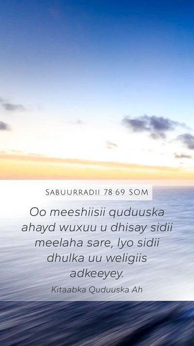 Sabuurradii 78:69 SOM Mobile Phone Wallpaper - Oo meeshiisii quduuska ahayd wuxuu u dhisay sidii - Mobile Bible Verse Wallpaper
