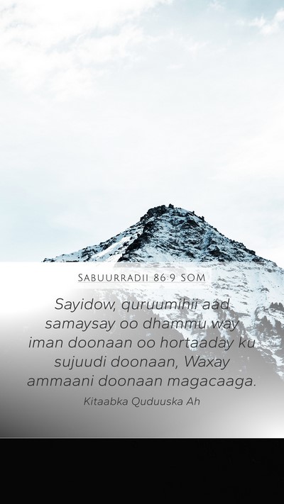 Sabuurradii 86:9 SOM Bible Verse Image