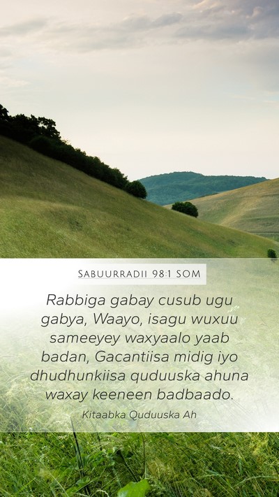 Sabuurradii 98:1 SOM Bible Verse Image